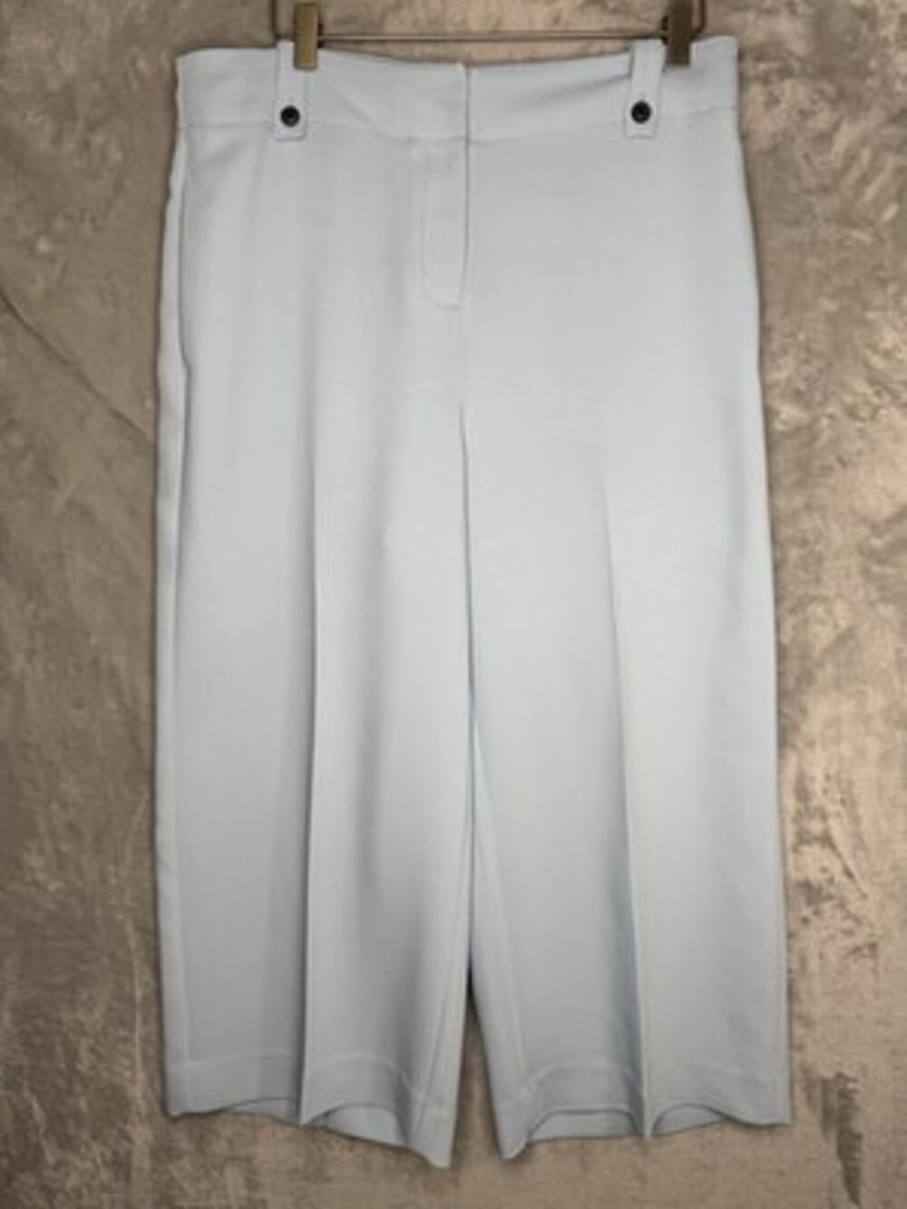 Chico's Culotte Pants Womens 10 Blue Wide Leg Cropped Pull On Stretch Workwear
